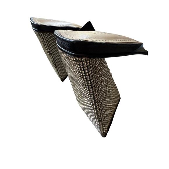 Schutz Ariellen Vinyl Rhinestone Chunky Triangle Platform Heel Sandals size 9.5 - Picture 7 of 8